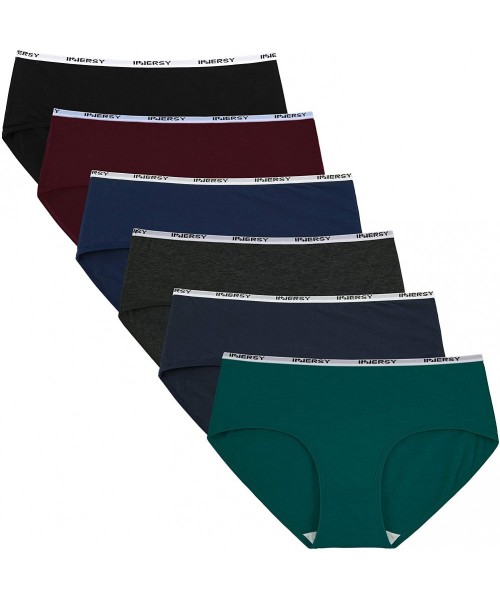 Panties Women's 6-Pack Mid Rise Solid Color Stretch Cotton Hipster Panties (XS-2XL) - Darks - CE18O2KD4TG