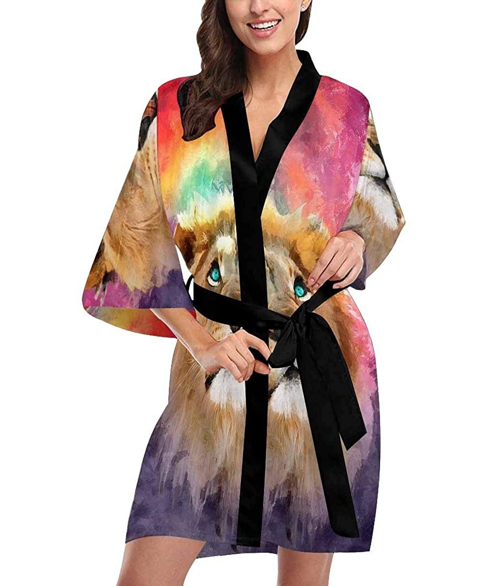 Robes Custom Yellow Sunflowers Blue Women Kimono Robes Beach Cover Up for Parties Wedding (XS-2XL) - Multi 3 - CI194S4SZZ2