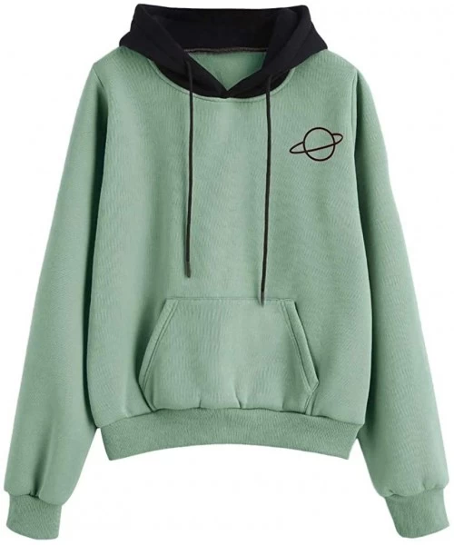 Baby Dolls & Chemises Sweatshirt for Women Hooded Sweatshirts Casual Long Sleeve Pocket Hoodie Pullover Top Blouse - Mint Gre...