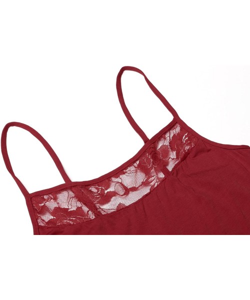 Shapewear Women Lace Lingerie Chemise Mini Full Slip Camisole Under Dress Liner S-XXL - Wine Red - CT18CO9OH0U