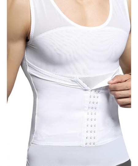 Shapewear Mens Shapewear Tank Top Lumbar Back Support Liposuction Compression Garment Control Top Underwear - White-sleeveles...