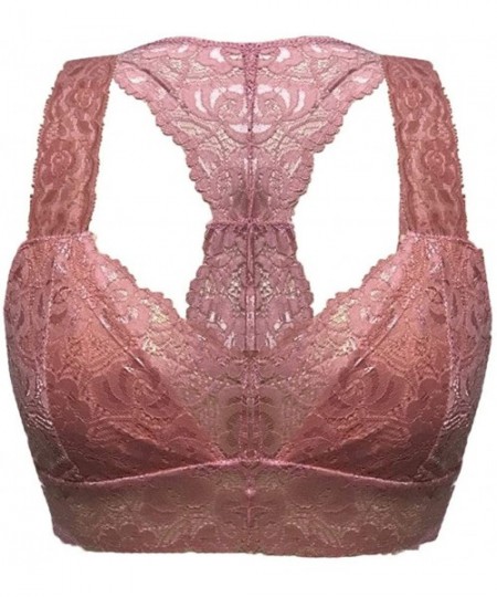 Shapewear Sexy Underwear Lace- New Women Plus Size Vest Crop Wire Free Bra Lingerie Sexy V-Neck Underwear S-3XL - Pink - CM18...