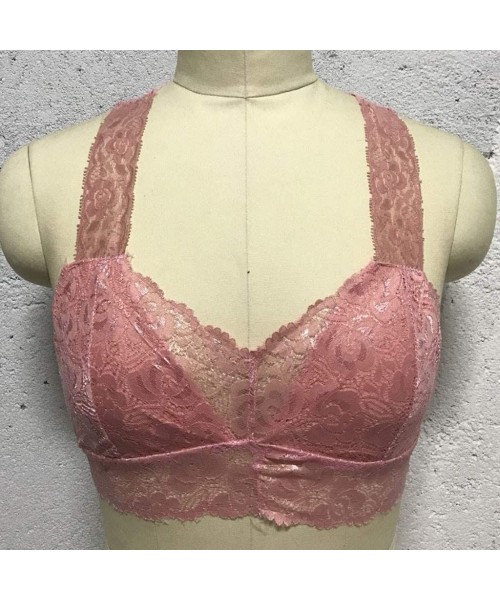 Shapewear Sexy Underwear Lace- New Women Plus Size Vest Crop Wire Free Bra Lingerie Sexy V-Neck Underwear S-3XL - Pink - CM18...