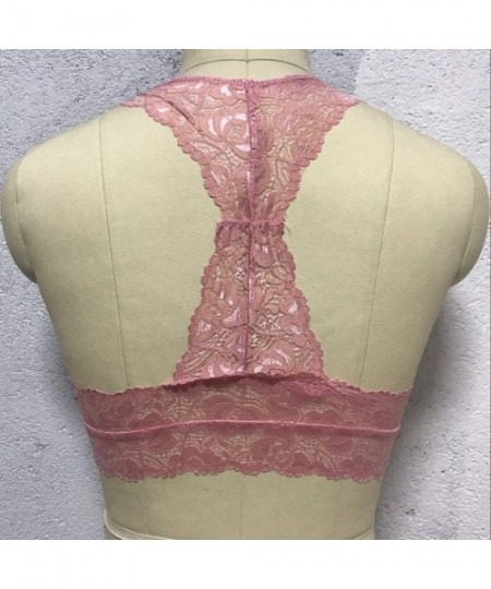 Shapewear Sexy Underwear Lace- New Women Plus Size Vest Crop Wire Free Bra Lingerie Sexy V-Neck Underwear S-3XL - Pink - CM18...