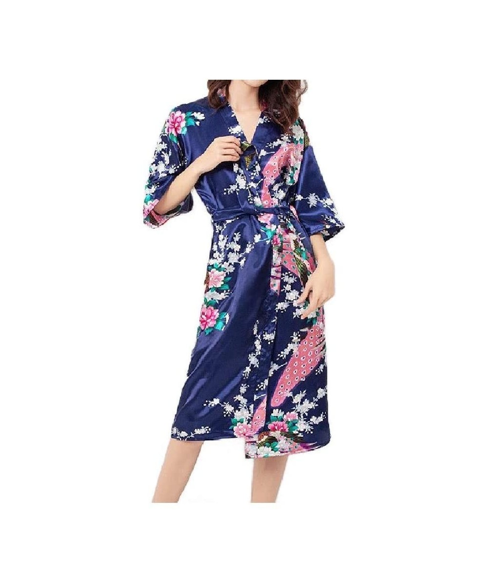 Robes Womens Lounger Pjs Spa Bathrobe Flower Print Peacock Loungewear AS5 S - As5 - C319DCUALR6