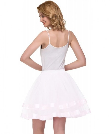 Slips Mini Ballet Dance Skirt Tulle 1950s Vintage Petticoat - White - CF18AOQ329C