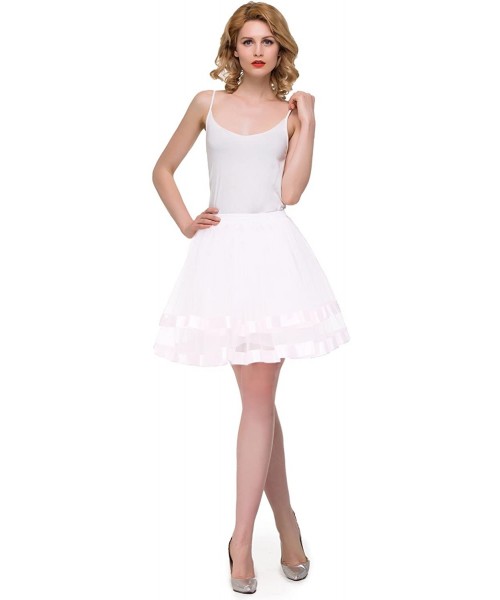 Slips Mini Ballet Dance Skirt Tulle 1950s Vintage Petticoat - White - CF18AOQ329C