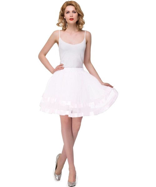 Slips Mini Ballet Dance Skirt Tulle 1950s Vintage Petticoat - White - CF18AOQ329C