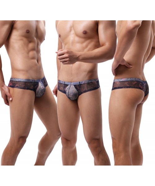 Briefs Mens Briefs Sexy Micro Mesh Bulge Pouch Briefs and Perspective Underwear - 4-pack Blue - C2193WTS709