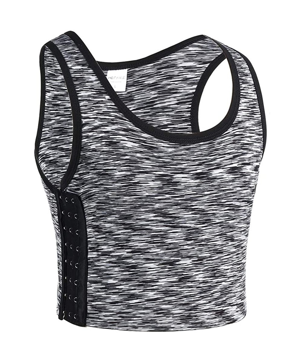 Bustiers & Corsets Women Tomboy Elastic Band Colors Chest Binder Tank Top - Light Grey - C6186YTHYM8