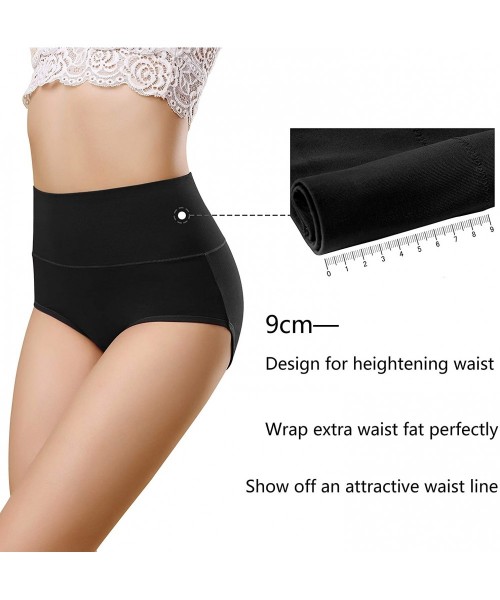 Panties Women's High Waisted Cotton Underwear Briefs Ladies Soft Ductility Panties Underpants Multipack - Black-2 Pack - CA19...