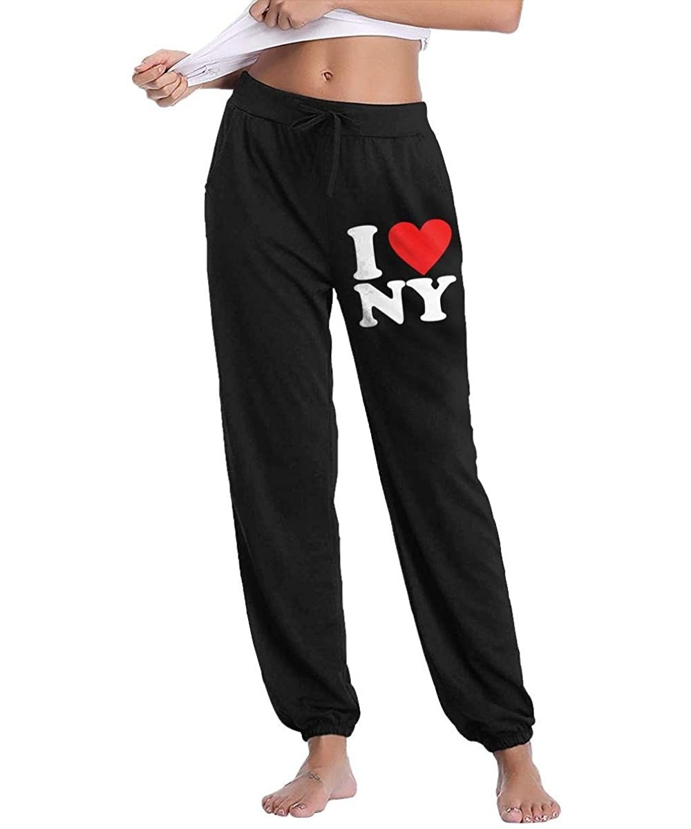 Bottoms I Love NY New York Womens Drawstring Waist Yoga Legging Active Pant with Pocket - CB18YTLKS7Q