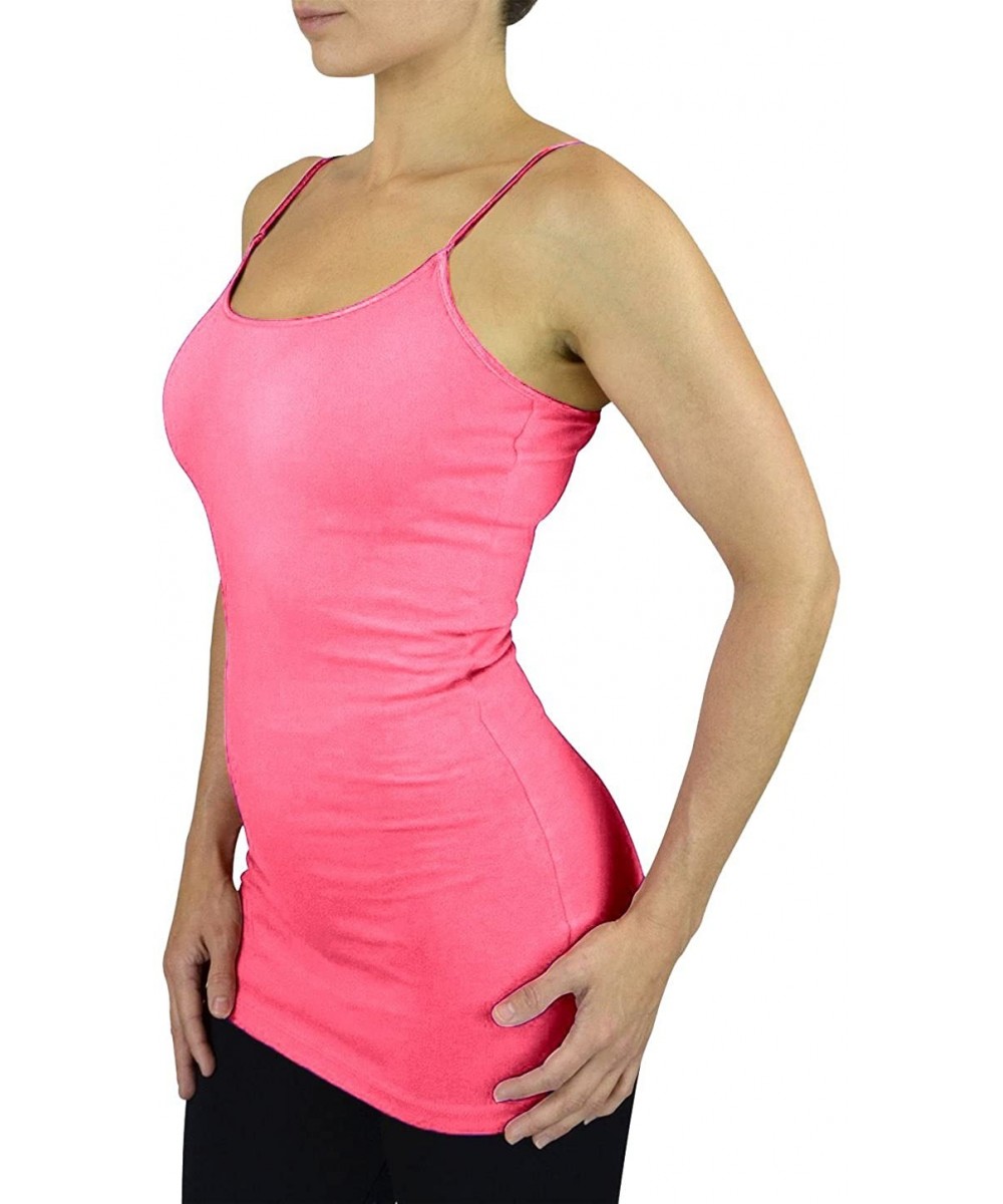 Camisoles & Tanks Women's Camisole Spaghetti Strap Tank Top Plus and Regular - Bright Pink - C511Y7LI3M7