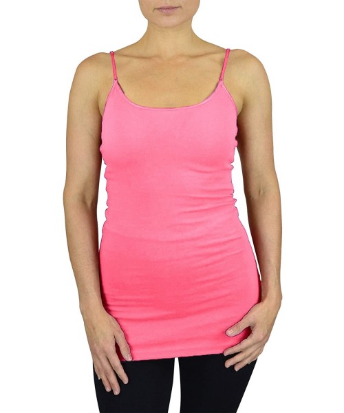 Camisoles & Tanks Women's Camisole Spaghetti Strap Tank Top Plus and Regular - Bright Pink - C511Y7LI3M7