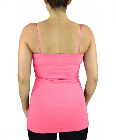 Camisoles & Tanks Women's Camisole Spaghetti Strap Tank Top Plus and Regular - Bright Pink - C511Y7LI3M7