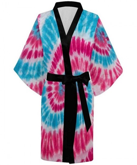 Robes Custom Tie Dye Swirl Women Kimono Robes Beach Cover Up for Parties Wedding (XS-2XL) - Multi 1 - CO194UC0ICL