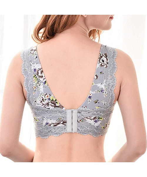 Bustiers & Corsets Women Zipper Underwear Soprt Shockproof Bra Side Lace Fitness Full Cup Vest Tops - Gray - CK199GYZ7Z3