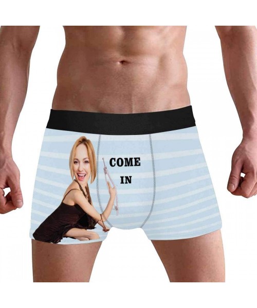 Briefs Personalized Men's Funny Face Boxer- Your Photo on Custom Underwear for Men Come in Please All Gray Stripe - Multi 7 -...