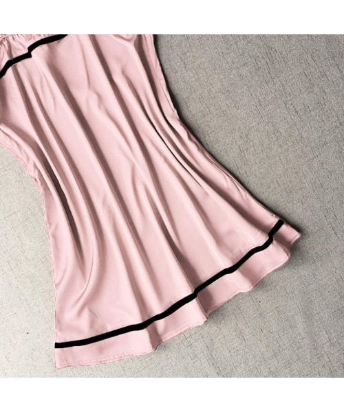 Thermal Underwear Lingerie for Women New Women Satin Teddy Lingerie Sexy Deep V One Piece Nightdress Underwear - Pink - CQ193...