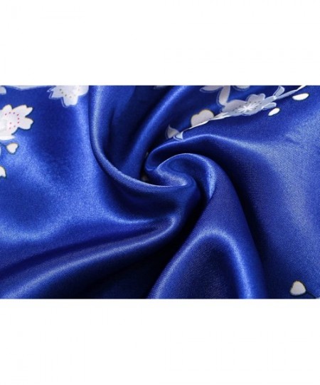 Robes Women's Short Floral Kimono Robe Peacock&Blossom Bridesmaid Robe for Wedding - Royalblue - CH12IP78JKT