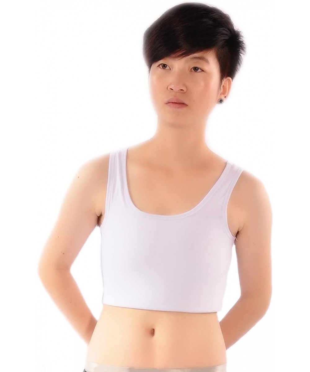 Bustiers & Corsets Tomboy Trans Lesbian Half Length Chest Binder Elastic Band Cotton Underwear - White - CB196D8N6ED