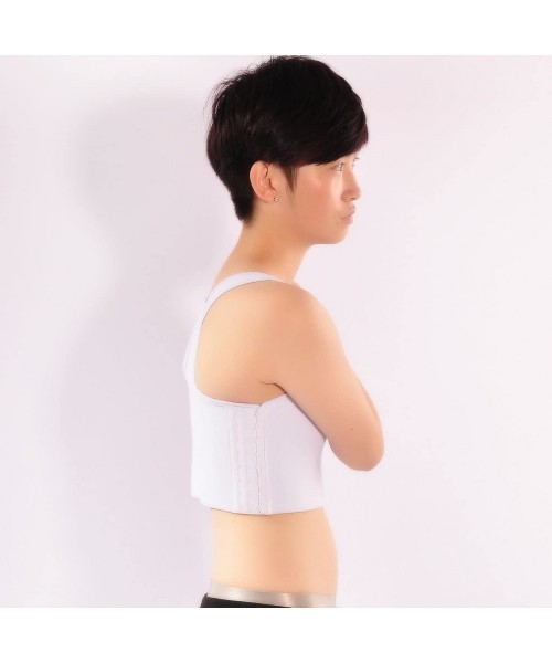 Bustiers & Corsets Tomboy Trans Lesbian Half Length Chest Binder Elastic Band Cotton Underwear - White - CB196D8N6ED