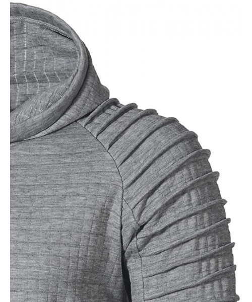 Thermal Underwear Big Men's Solid Drawstring Hoodie Pullover Autumn Lightweight Front Pocket Hooded Sweatshirt - Gray - CP18L...