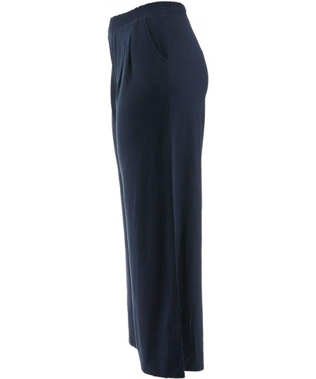 Bottoms Loungewear Tall Cozy Knit Wide-Leg Pants A347174 - Navy - C418TU9DW6T