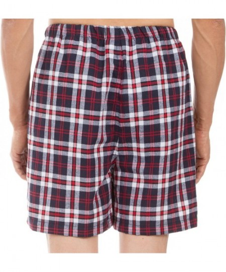 Sleep Bottoms Plaid Men's Woven Pajama Bottoms- Pajama Pants and Shorts - Red Plaid Boxer Shorts - CE188KL307S