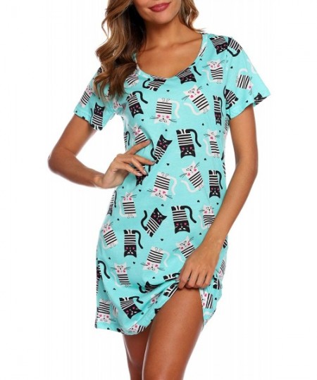 Nightgowns & Sleepshirts Women's Sleepwear Cotton Sleep Tee Short Sleeves Print Sleepshirt - Gmao - CX193YNK755