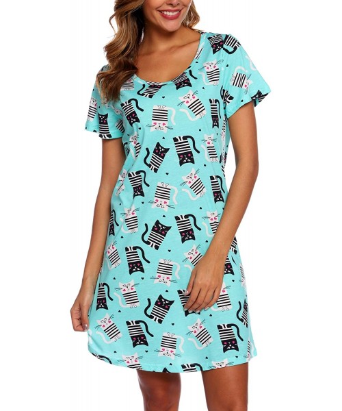 Nightgowns & Sleepshirts Women's Sleepwear Cotton Sleep Tee Short Sleeves Print Sleepshirt - Gmao - CX193YNK755