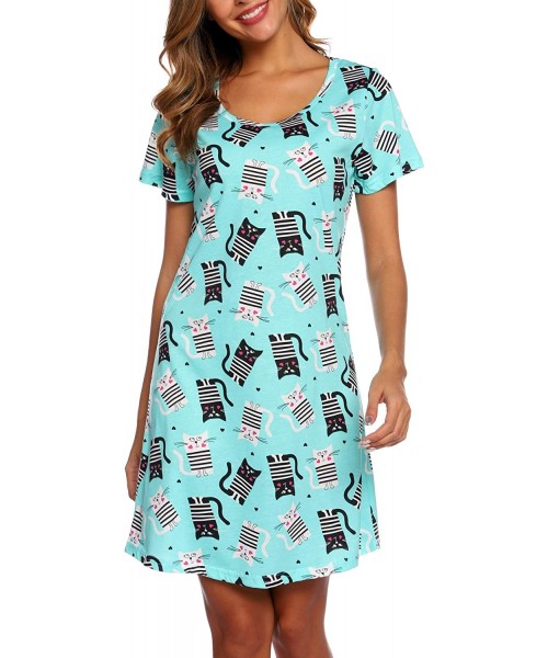 Nightgowns & Sleepshirts Women's Sleepwear Cotton Sleep Tee Short Sleeves Print Sleepshirt - Gmao - CX193YNK755