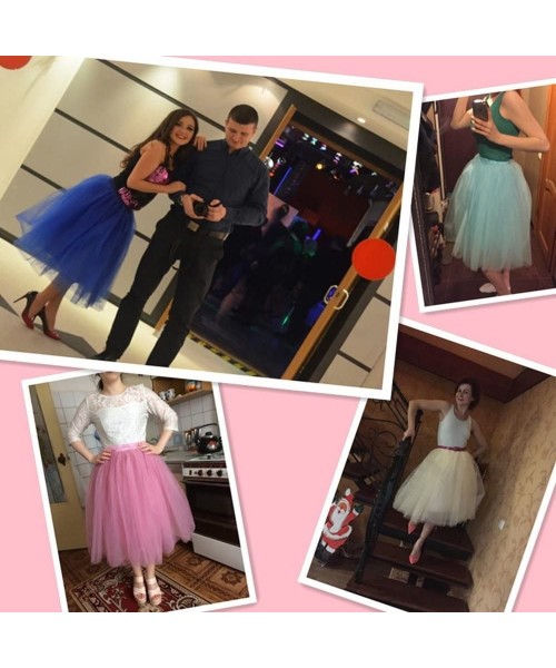 Slips Women's Summer Knee Length Tulle Skirt Bridesmaid Tutu Skirt with Sash - White+pink - CJ18W8H5659