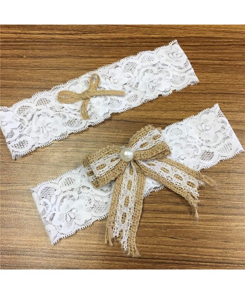 Garters & Garter Belts Rustic Garters for Bride- Country Burlap Flowers Lace Wedding Garter Chic Lovely Bridal Garters Set - ...