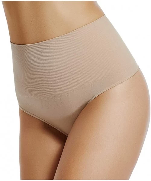 Shapewear High Waist Thong Shapewear for Women Tummy Control Thong Girdle Panty Body Shaper Thong Underwear - Beige-2 Pack - ...