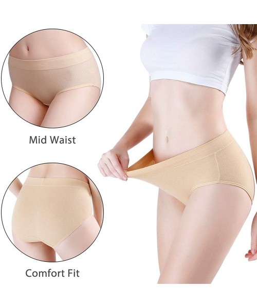 Panties Women's Cotton Stretch Underwear Soft Mid Rise Briefs Underpants Multipack - Beige-4 Pack - CK18TRWU4RO