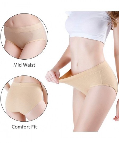 Panties Women's Cotton Stretch Underwear Soft Mid Rise Briefs Underpants Multipack - Beige-4 Pack - CK18TRWU4RO