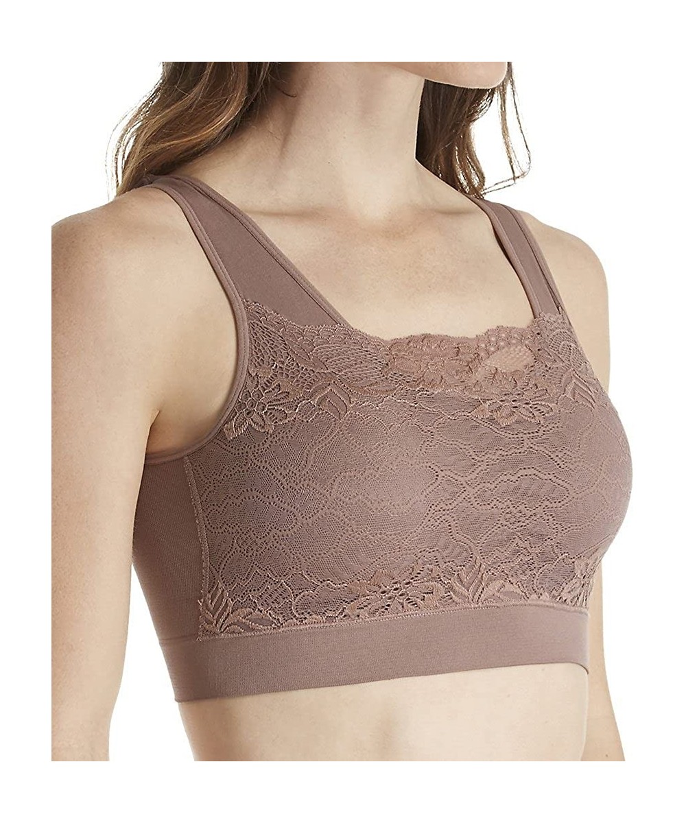 Bras Seamless Bra with Lace Overlay (9346) XL/Cocoa - C717YZ9ZISH