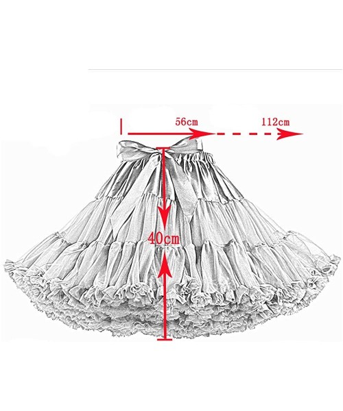 Slips Womens 3-Layered Pleated Lolita Tulle Petticoat Tutu Puffy Party Cosplay Princess Crinoline Underskirt - Gray-pink - CD...