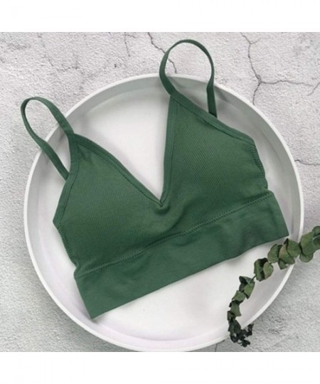 Camisoles & Tanks Woman Camisole Nylon Wrapped Chest Vest Sports Bra U Back Underwear Tank Tops-Green - Green - CA190GDQO8Y