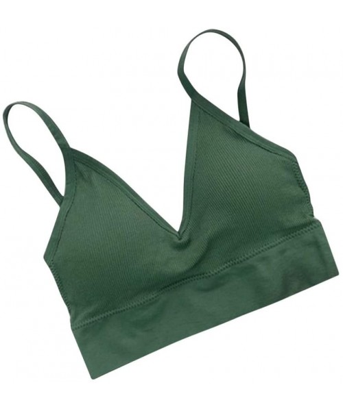 Camisoles & Tanks Woman Camisole Nylon Wrapped Chest Vest Sports Bra U Back Underwear Tank Tops-Green - Green - CA190GDQO8Y