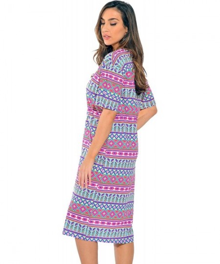 Nightgowns & Sleepshirts Short Sleeve Nightgown Sleep Dress for Women - Colorful Aztec - CG12O2JUM30