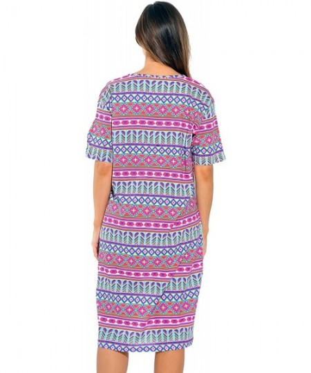 Nightgowns & Sleepshirts Short Sleeve Nightgown Sleep Dress for Women - Colorful Aztec - CG12O2JUM30