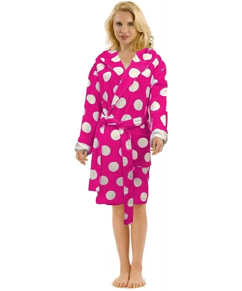 Robes Polka Dot Hooded Robe- Fuchsia- Small/Medium - Fuchsia - CZ183GW0A8M