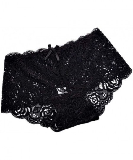 Accessories Women Panties Briefs Sexy Lace Underwear Low Waist Mesh Hollow Out Lingerie Underpants Black - Black - CS1960S453Q