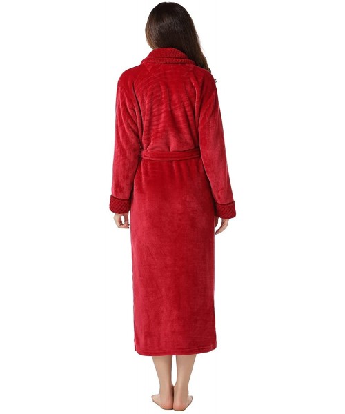 Robes Women's Plush Soft Warm Fleece Bathrobe Robe RH1591 - Red - CP11YBXNFAF