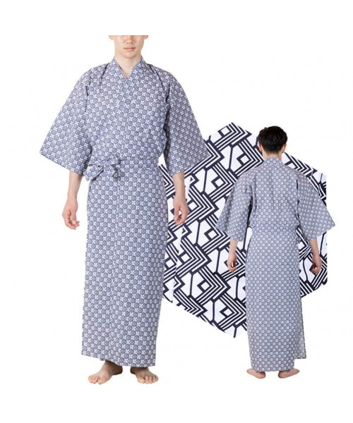 Robes Traditional Men's Japanese Kmono Double Layer Bathrobe Printed-14 - C5194KHYHH4