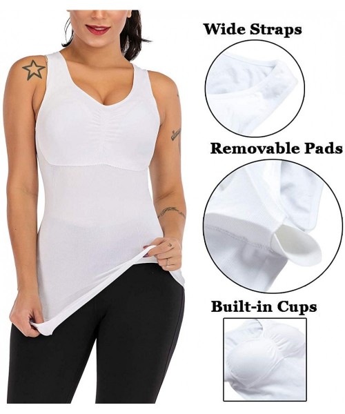 Shapewear Women's Cami Shaper with Built in Bra Tummy Control Camisole Tank Top Underskirts Shapewear Body Shaper - White - C...