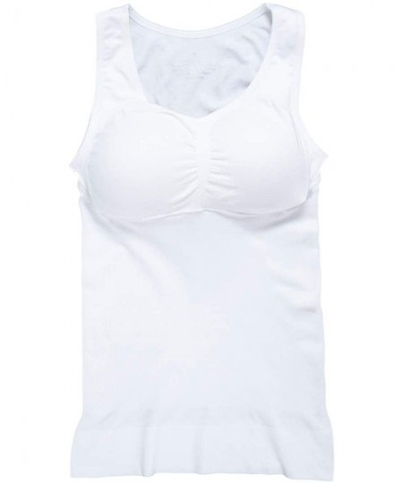 Shapewear Women's Cami Shaper with Built in Bra Tummy Control Camisole Tank Top Underskirts Shapewear Body Shaper - White - C...