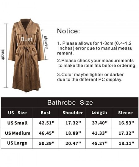 Robes Womens Terry Cloth Bathrobe Lightweight Robe Long Knit Bathrobe Soft Sleepwear V Neck Ladies Nightwear Robe - Camel - C...